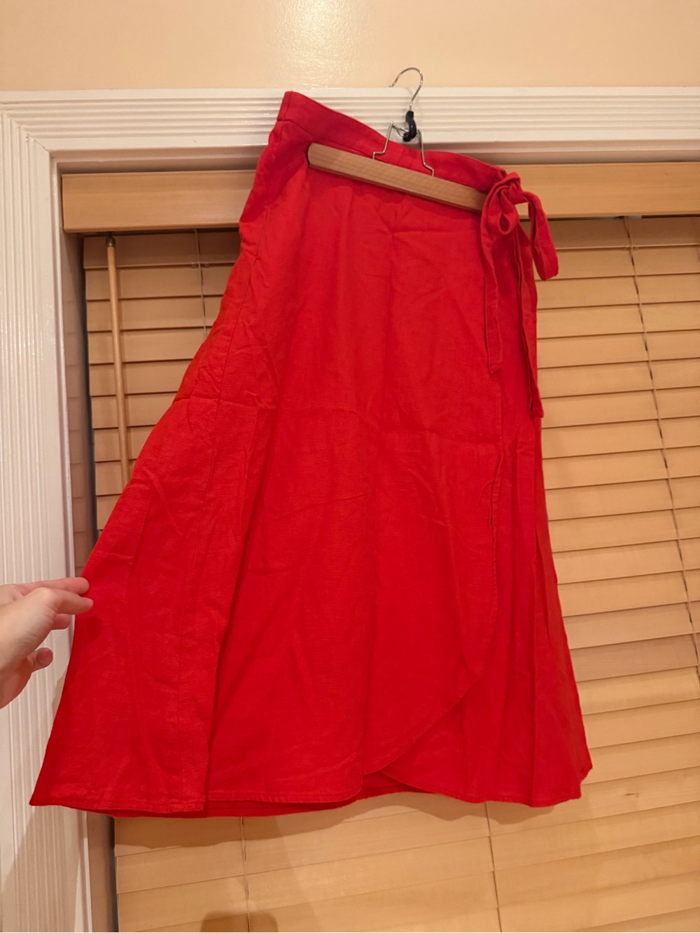 J. Crew Red A-Line Wrap Skirt